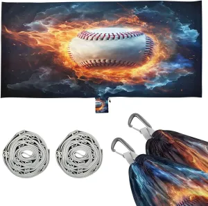 Ice Fire Baseball Camping Hammock, Single Portable Hammocks with Tree Straps & Attached Carry Bag, 330Lbs Capacity Perfect for Outside Indoor Hiking Beach Backpack Travel