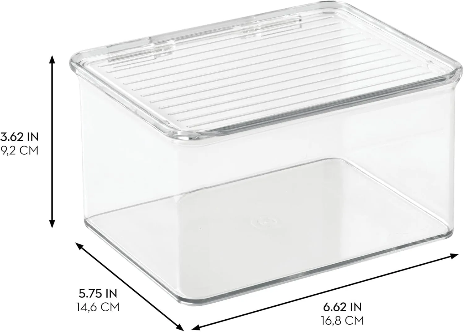 iDesign Recycled Plastic Pantry and Kitchen Storage, Freezer and Fridge Organizer Lidded Bin – 6.75” x 5.75” x 3.75”, Clear