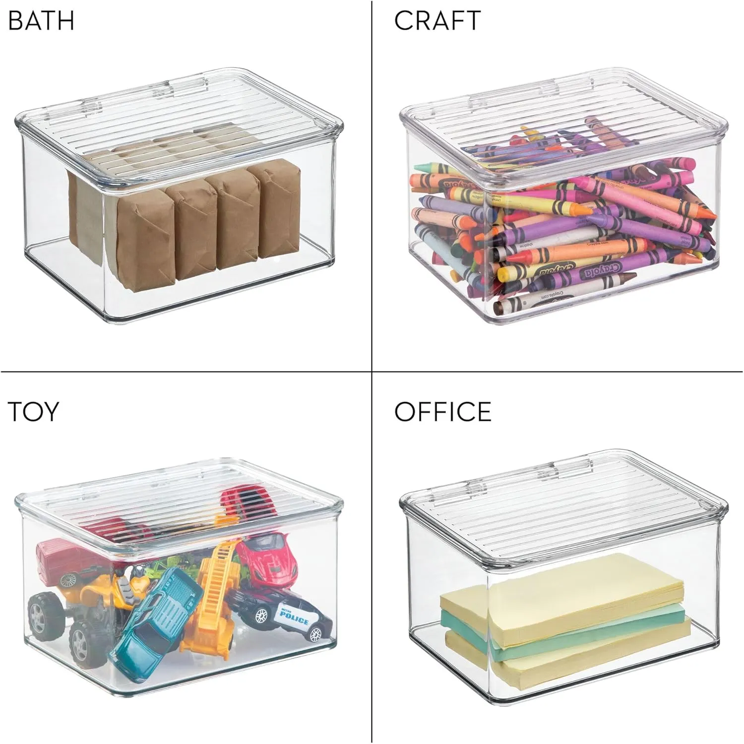 iDesign Recycled Plastic Pantry and Kitchen Storage, Freezer and Fridge Organizer Lidded Bin – 6.75” x 5.75” x 3.75”, Clear