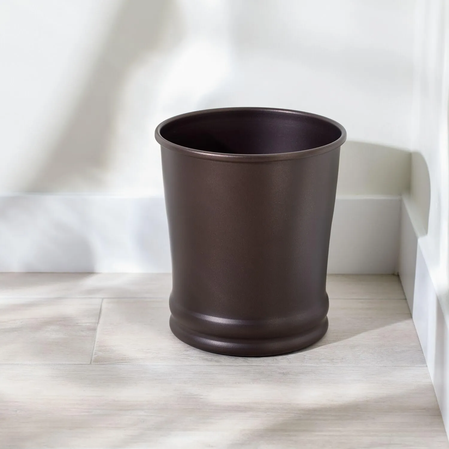 iDesign Round Metal Waste Basket, The Olivia Collection – 9" x 9" x 10", Bronze