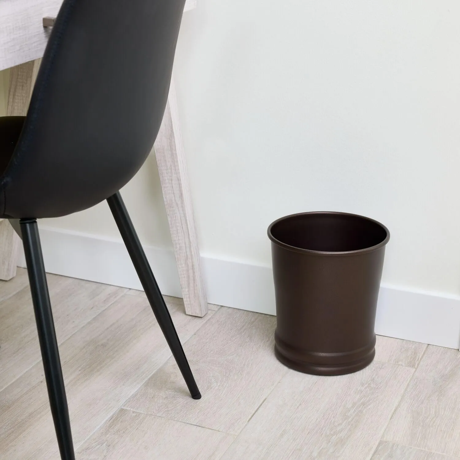 iDesign Round Metal Waste Basket, The Olivia Collection – 9" x 9" x 10", Bronze