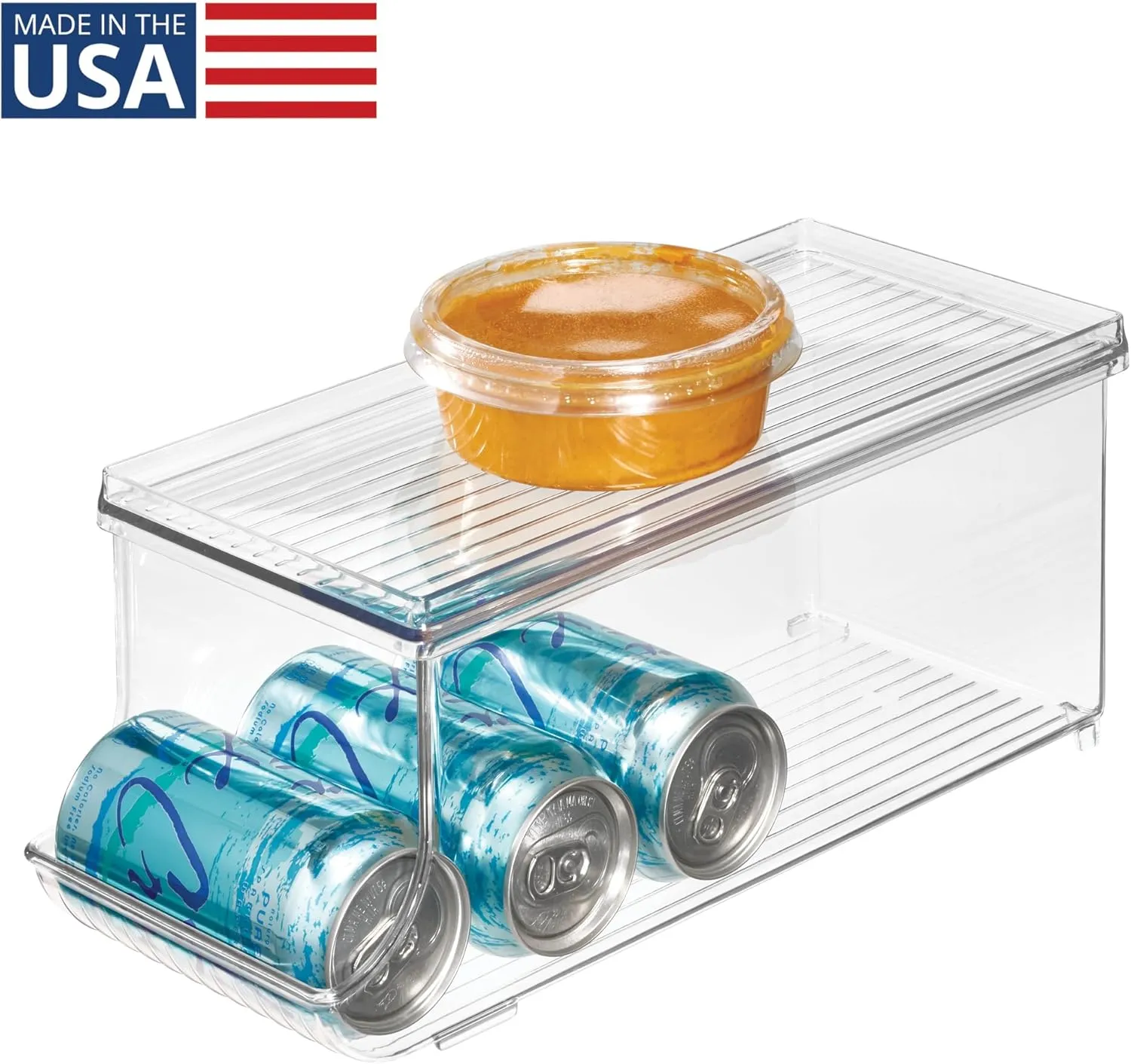 iDesign Soda Can Organizer with Lid for Pantry or Refrigerator - Clear - Made in USA
