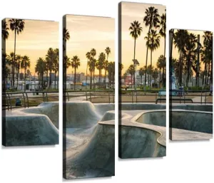 IGOONE 4 Panels Canvas paintings - Skate park - Wall Art modern Posters Framed Ready to Hang for Home Wall Decor