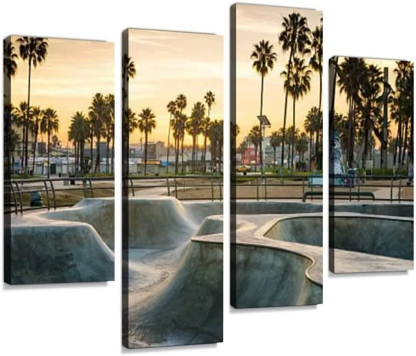 IGOONE 4 Panels Canvas paintings - Skate park - Wall Art modern Posters Framed Ready to Hang for Home Wall Decor