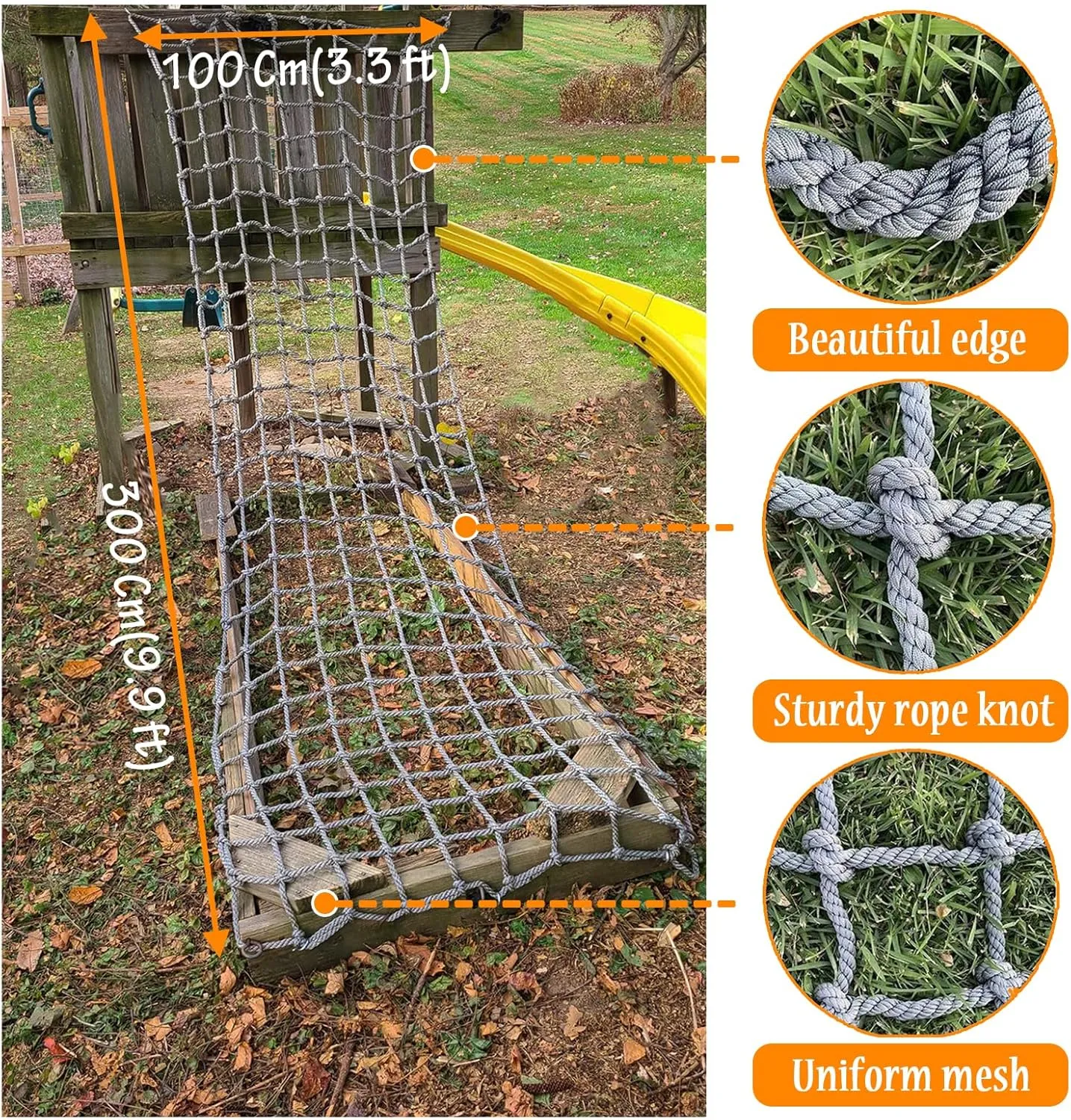 Indoor and Outdoor Playground Net,Heavy Duty Climbing Cargo Net,Safety Protection Net,Rope Ladder,Swingset,Treehouse(Size:78.8 * 118 Inch)