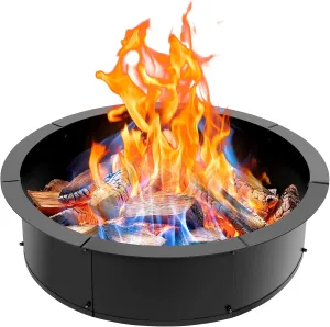 INNO STAGE 31 Inch Fire Pit Ring (35 Inch Outer), Heavy Duty Steel Fire Ring Outside, Large Round Fire Pit Insert, DIY Camping Fire Ring, Above or In-Ground, Black Carbon for Patio Backyard Bonfire