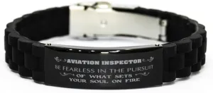 Inspirational Bracelets, Be Fearless in The Pursuit of What Sets Your Soul on fire, Birthday Gifts to Aviation Inspector, Engraved Stainless Steel Gifts