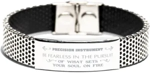 Inspirational Stainless Steel Bracelet, Be Fearless in The Pursuit of What Sets Your Soul on fire, Gift for Precision Instrument Engraved Message