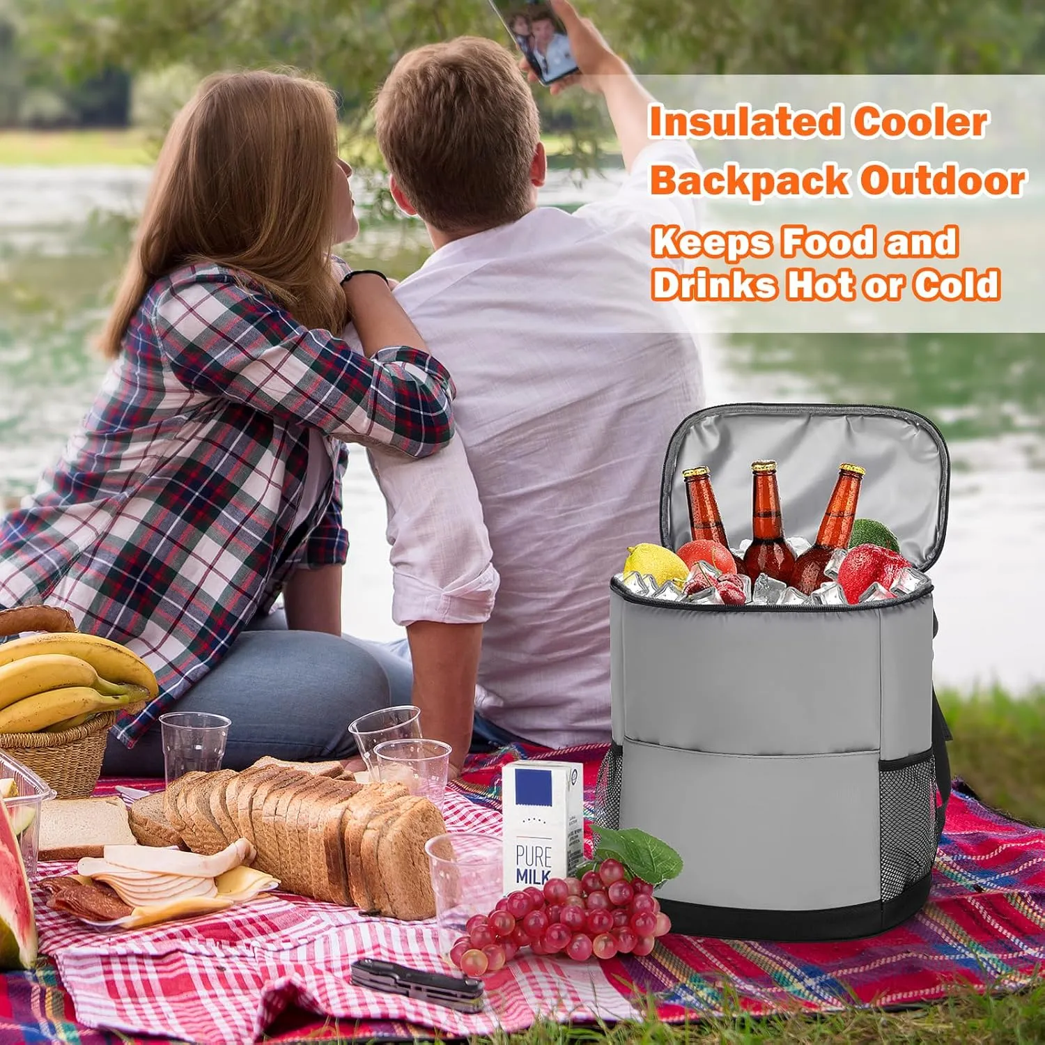Insulated Cooler Backpack 30 Cans - Leak Proof Beer Backpack Lightweight Cooler Bag for Travel, Camping, Beach, Lunch