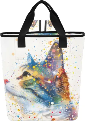 Insulated Cooler Backpack Outline Of Cat Full Of Spatial Star Lunch Bag for Picnic Travel Work Beach