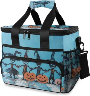Insulated Cooler Bag 24 Cans Large Capacity Lunch Box-Halloween Paper Print Leak Proof with Shoulder Strap for Camping Picnic