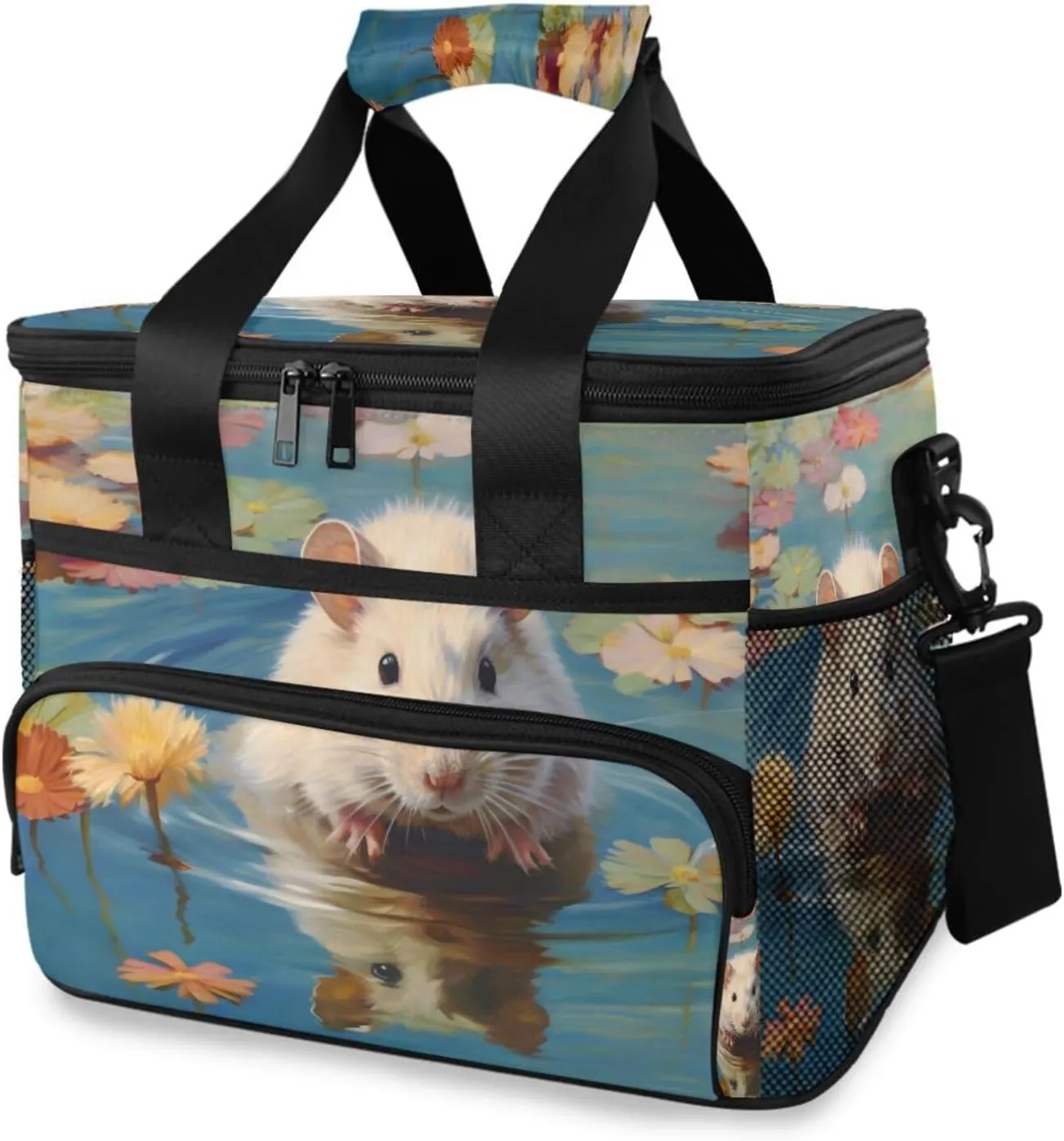 Insulated Cooler Bag 24 Cans Large Capacity Lunch Box-Mouse Pool Print Leak Proof with Shoulder Strap for Camping Picnic