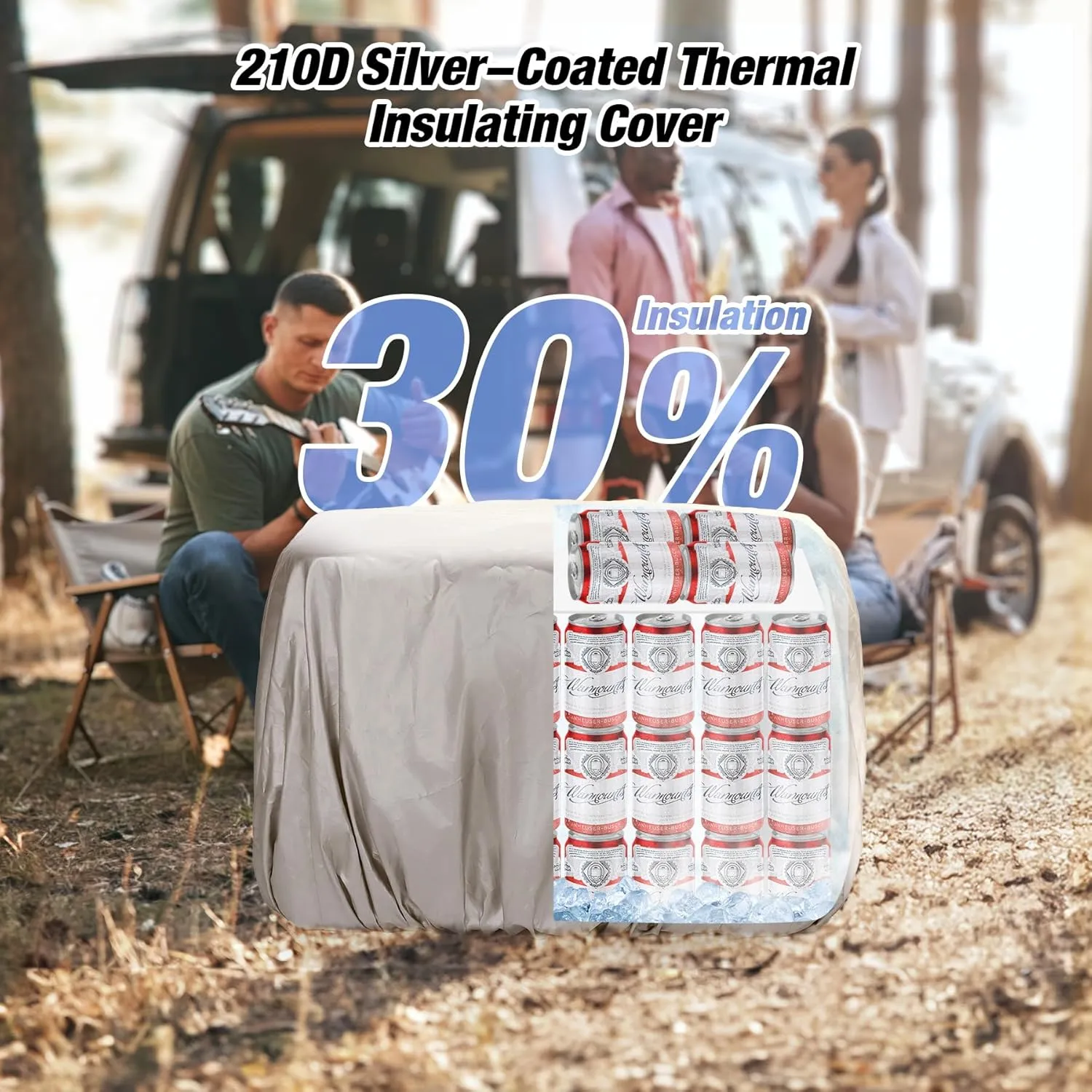 Insulated Cooler Bag 48/75 Cans, Soft Sided Portable Lunch Bag Coolers w/Zippered Top, Leak Proof PVC Interlayer, 5-Layer Insulation Large Ice Chest Bag for Travel, Camping, Beach, Picnic