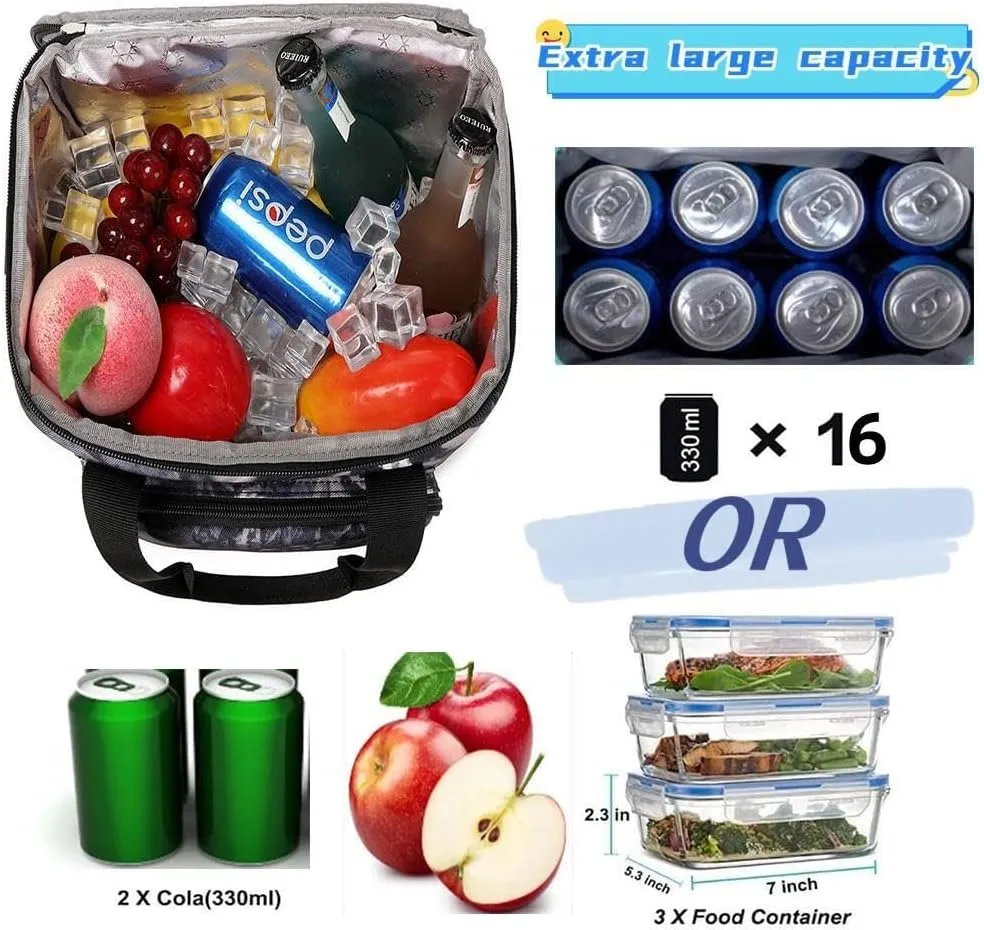 Insulated Lunch Bag, Large Lunch Cooler, Unisex Lunch Box For Work, Picnic, Camping And Traveling (Gray -1)