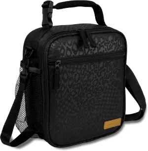 Insulated lunch Box for Men Women - Cute Reusable Lunch Bag for Adult ，Small Lunchbox with Adjustable Shoulder Strap, Durable Cooler Tote Bag for Work Office Picnic Beach (Black Leopard)