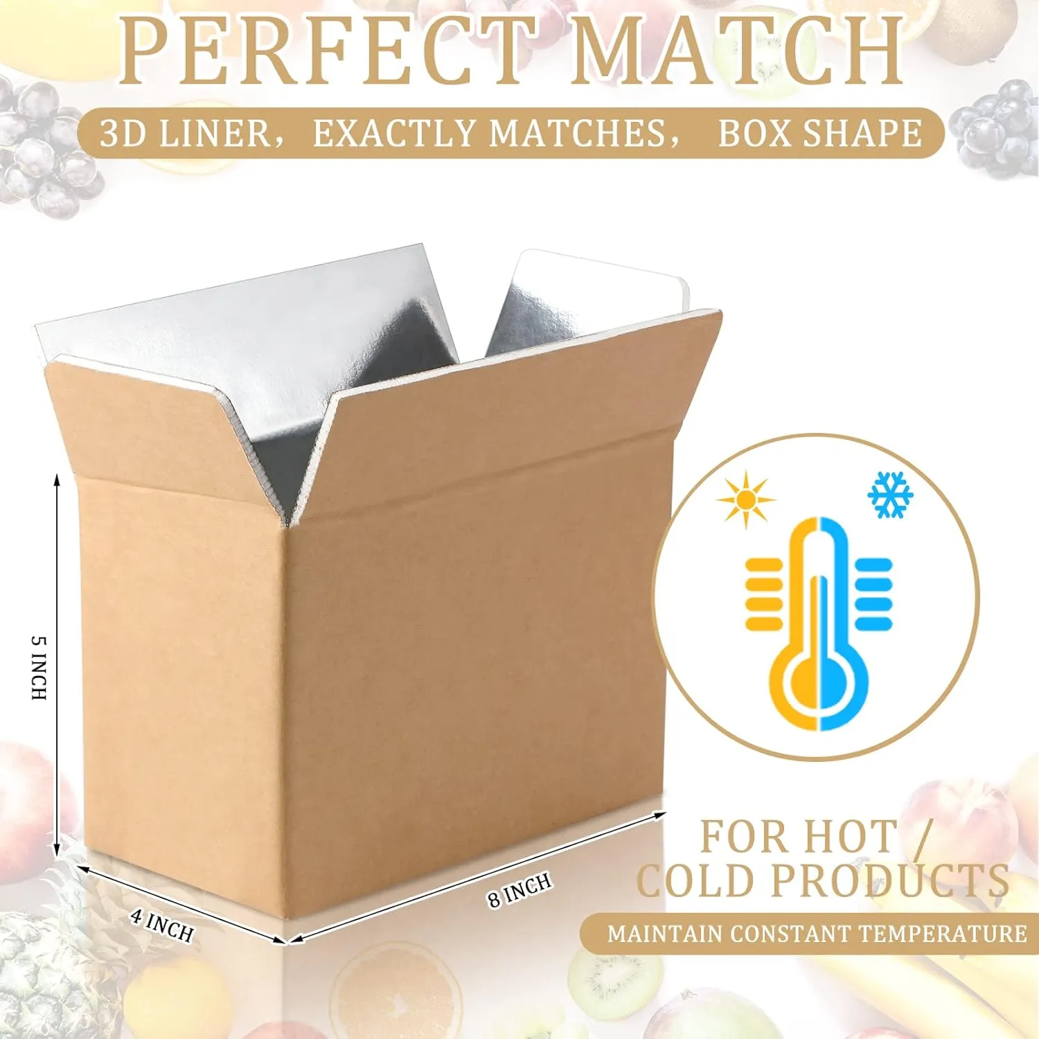 Insulated Shipping Box Cold Chill Double Insulated Carton with Foil Foam Cooler Boxes Delivery Moving Kits Foam Shipping Containers for Mailing Packing, Box Inside 8'' x 4''x 5'' (10)