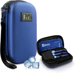 Insulin Cooler Travel Case, TSA Approved Portable Insulated Medication Diabetic Cooler Bag w/Thermometer Temperature, Refrigerated Medicine Organizer w/1 LCE Pack for Trip(Need Battery)