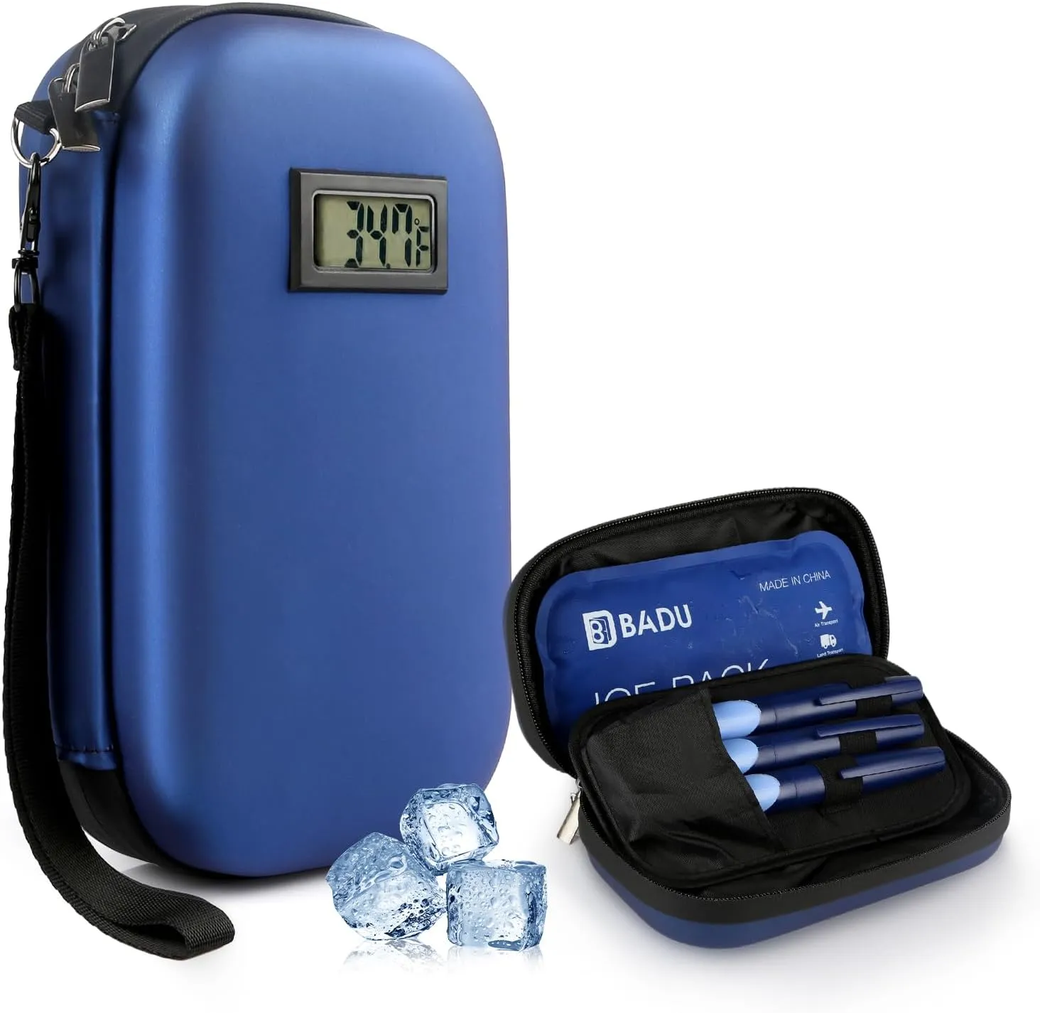 Insulin Cooler Travel Case, TSA Approved Portable Insulated Medication Diabetic Cooler Bag w/Thermometer Temperature, Refrigerated Medicine Organizer w/1 LCE Pack for Trip(Need Battery)