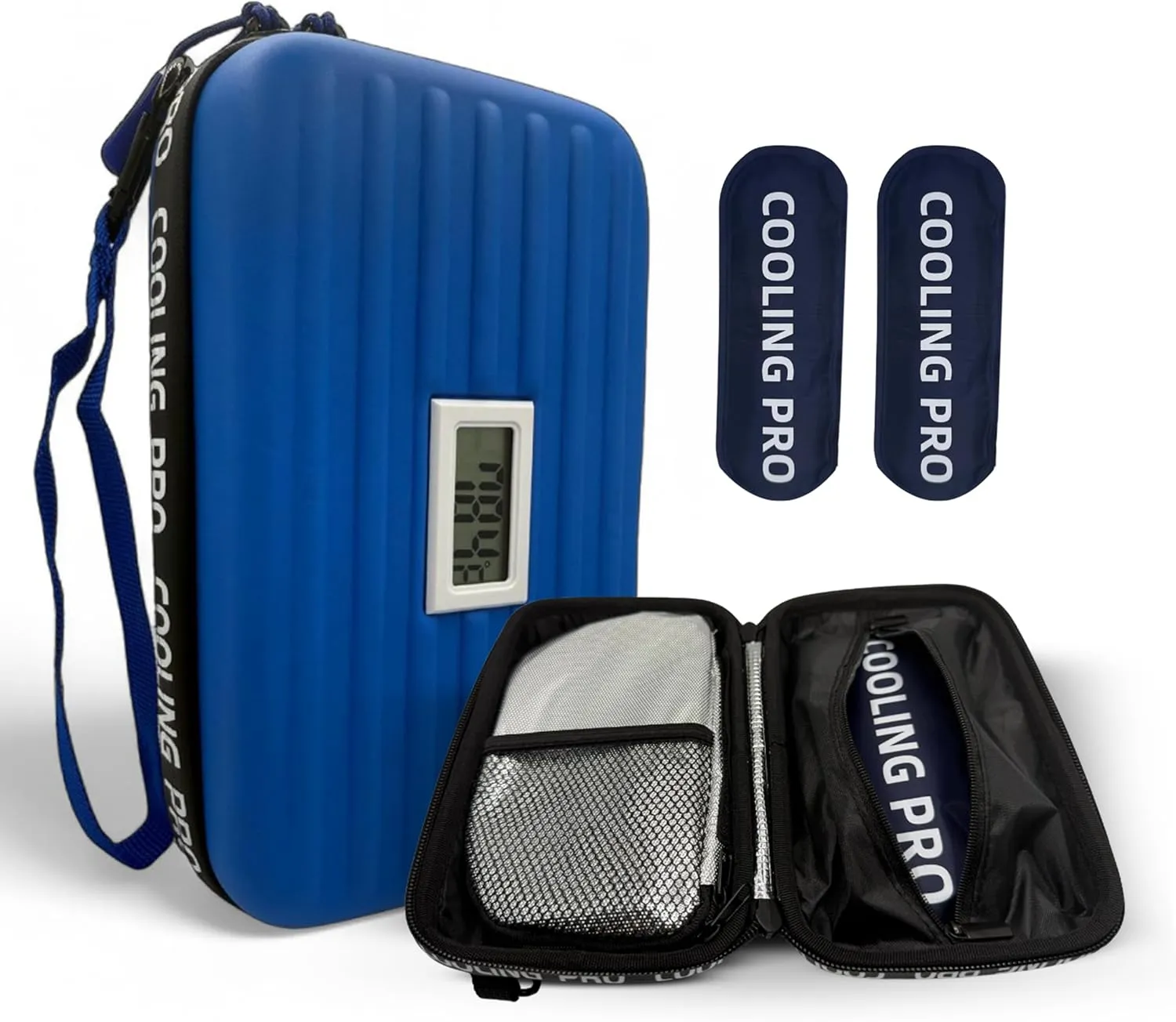 Insulin Cooler Travel Case TSA Approved with Temperature Display, Diabetic Medicine Cooling Bag Insulin Pen Cooler Travel Case, Diabetes Bag for Supplies with 2 Ice Packs (Blue)
