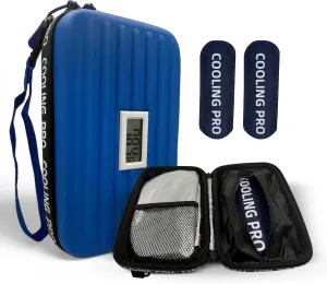 Insulin Cooler Travel Case TSA Approved with Temperature Display, Diabetic Medicine Cooling Bag Insulin Pen Cooler Travel Case, Diabetes Bag for Supplies with 2 Ice Packs (Blue)