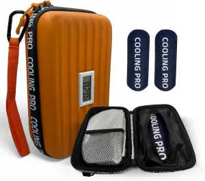 Insulin Cooler Travel Case TSA Approved with Temperature Display, Diabetic Medicine Cooling Bag Insulin Pen Cooler Travel Case, Diabetes Bag for Supplies with 2 Ice Packs (Orange)