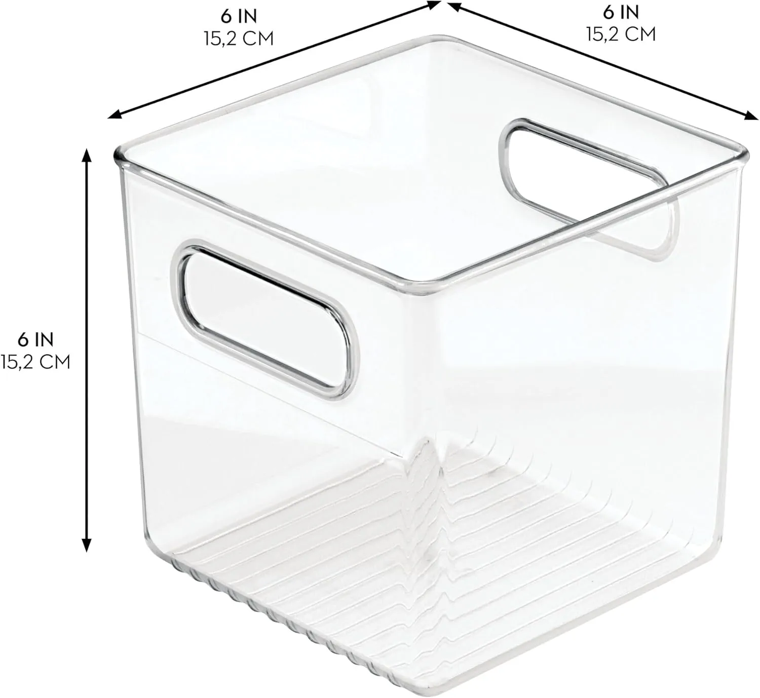 InterDesign iDesign Pantry Storage Bins with Handles - Cube Organizer Bins for Cabinets or Fridge - Set of 4 - Clear