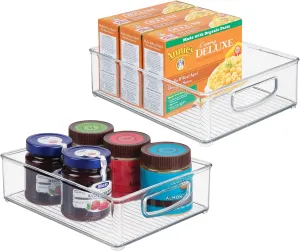 InterDesign iDesign Plastic Stackable Pantry Bin - Organizer Bin with Handles for Cabinets or Fridge - Set of 2 - Clear
