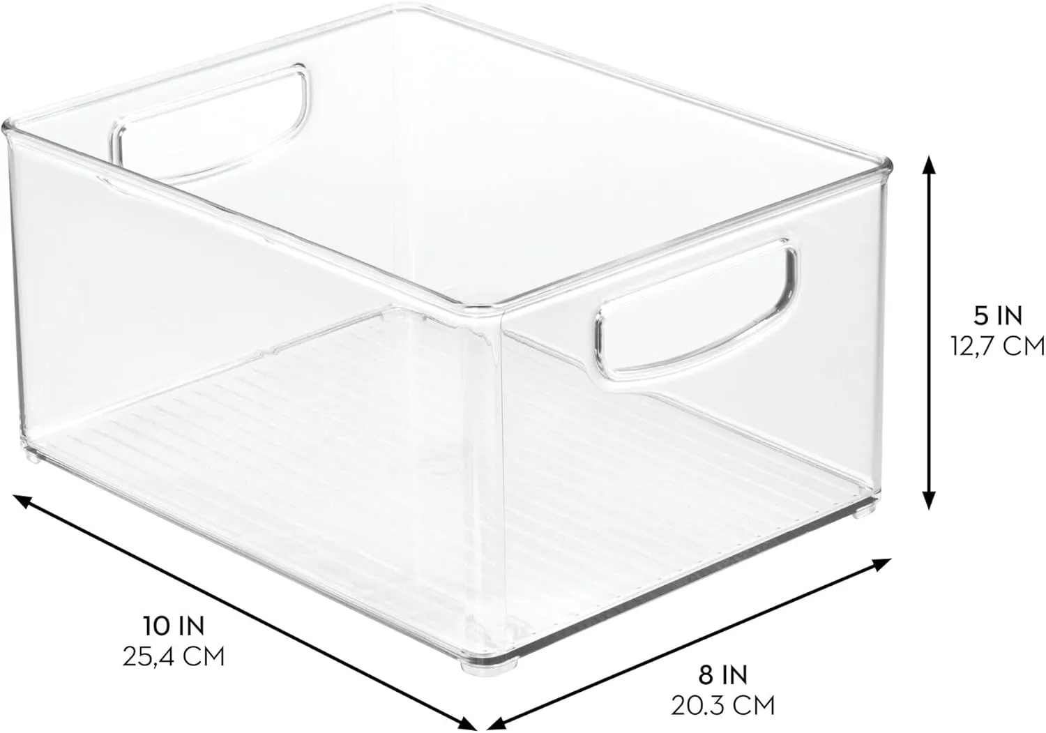 InterDesign iDesign Plastic Stackable Pantry Bin - Organizer Bin with Handles for Cabinets or Fridge - Set of 2 - Clear