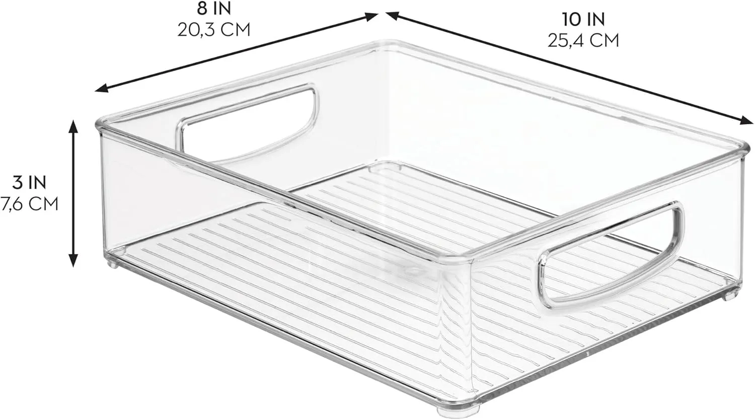 InterDesign iDesign Plastic Stackable Pantry Bin - Organizer Bin with Handles for Cabinets or Fridge - Set of 2 - Clear
