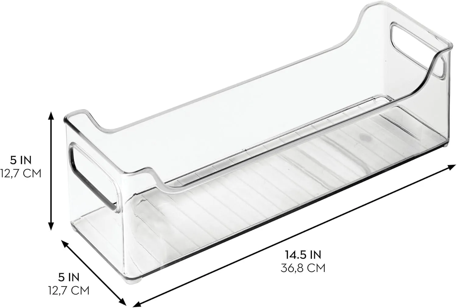 InterDesign iDesign Stackable Plastic Pantry Bin - Storage Bin with Handles for Cabinets or Fridge - Set of 4 - Clear