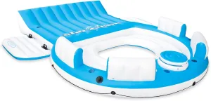 Intex 56299EP 145 x 125 x 20 Inch Splash N Chill Inflatable Lake and Pool Relaxation Island Lounger Seat for up to 7 Adults, Blue and White