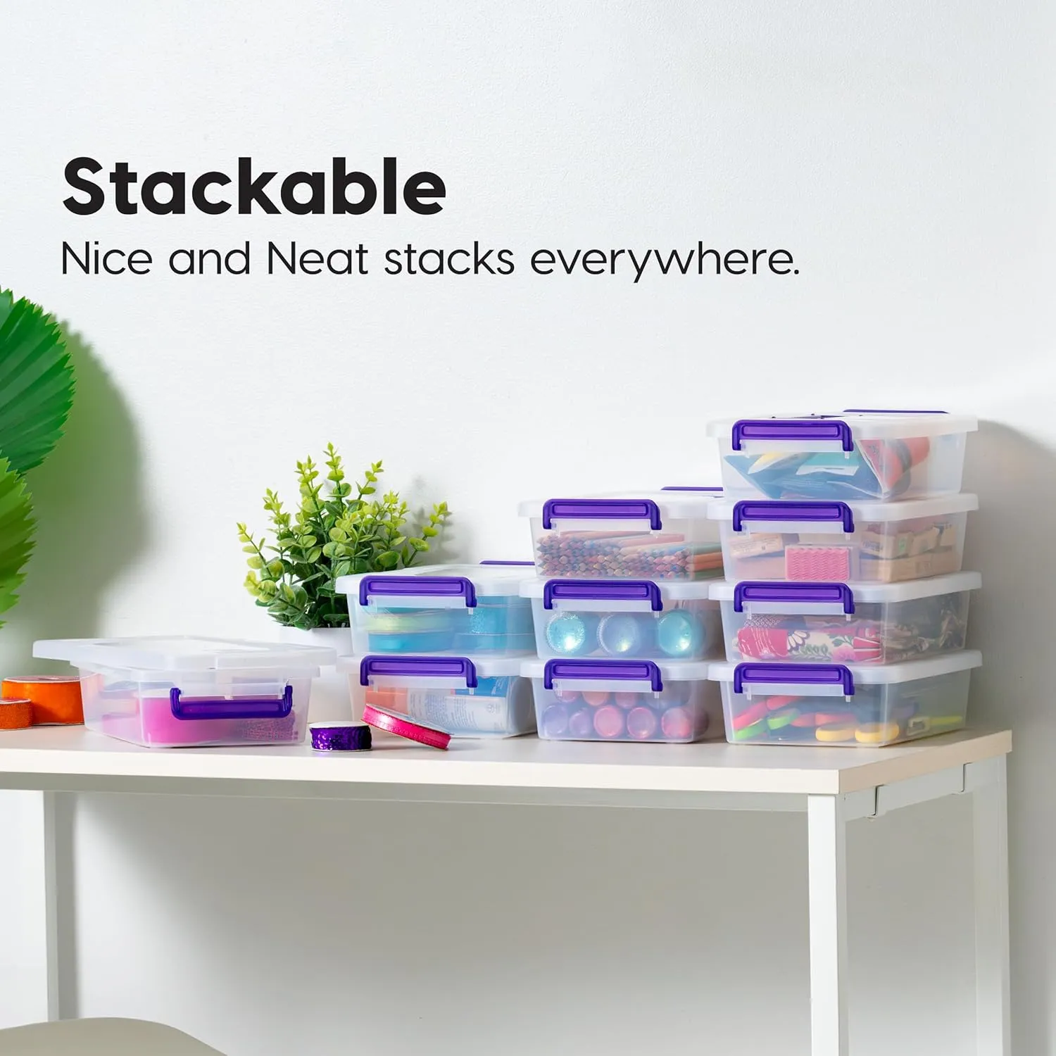 IRIS USA 3 Qt. Plastic Storage Bins with Lids, 10 Pack, Craft Storage Container, Sensory Bin, Organizing Containers for Home, Office & Art Supplies, Stackable, Clear