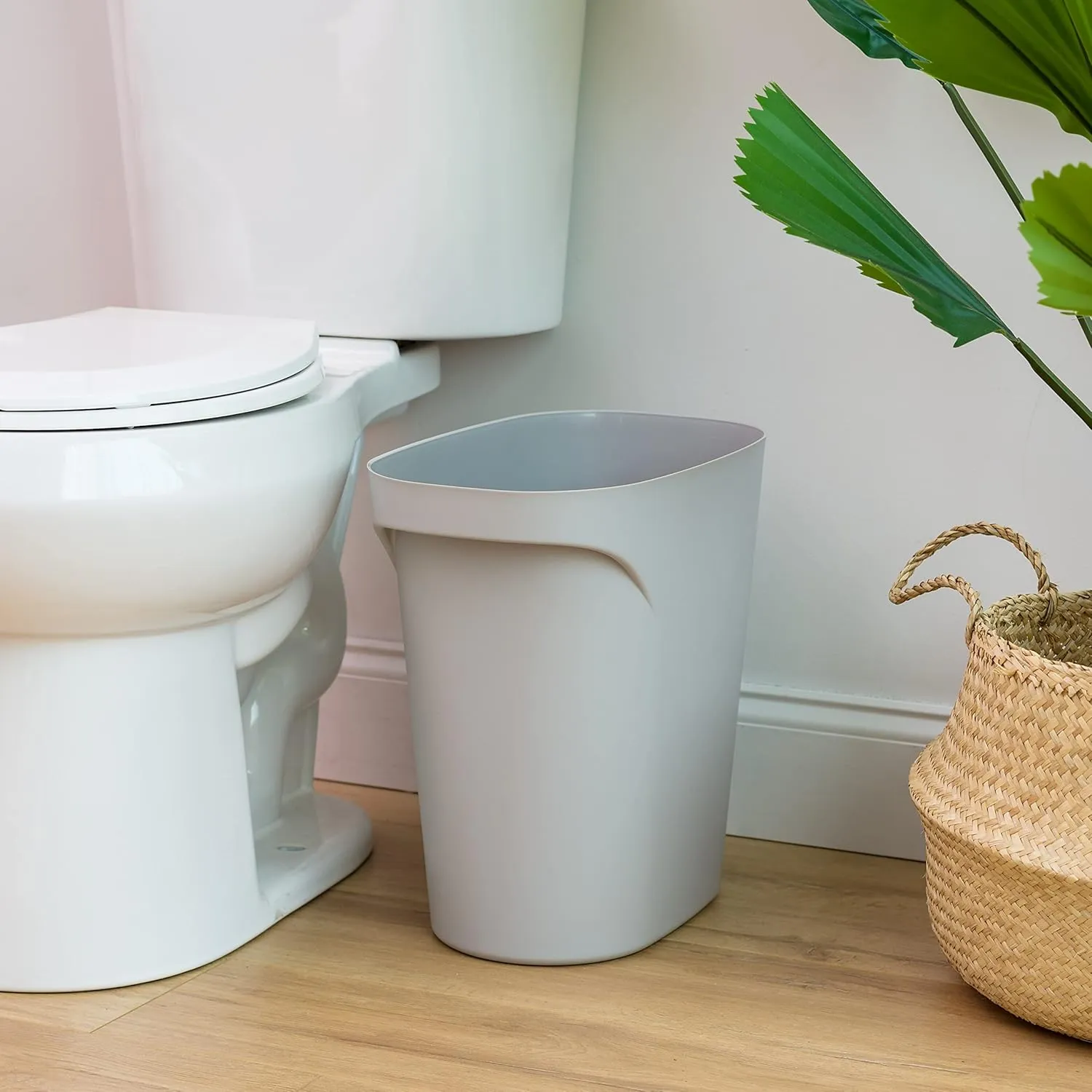 IRIS USA 6 Gallon / 24 Quart Trash Can Garbage Can Plastic Wastebasket Container Set, 3-Pack, for Home Office Kitchen Bedroom Bathroom, with Handles, Gray