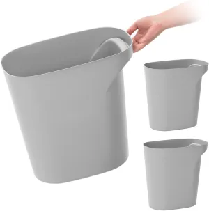 IRIS USA 6 Gallon / 24 Quart Trash Can Garbage Can Plastic Wastebasket Container Set, 3-Pack, for Home Office Kitchen Bedroom Bathroom, with Handles, Gray