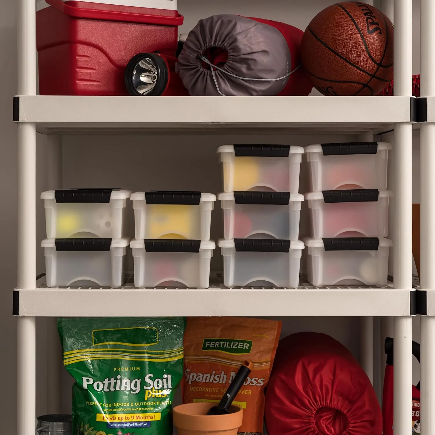 IRIS USA 6 Qt Stackable Plastic Storage Bins with Lids, 10 Pack - BPA-Free, Made in USA - Discreet Organizing Solution, Latches, Durable Nestable Containers, Secure Pull Handle - Pearl
