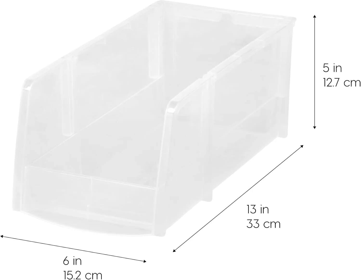 IRIS USA Clear Plastic Stackable Storage Bins, Large- 4 Pack, Open Front Fridge Pantry Kitchen Closet Cabinet Bathroom Organizer Basket for Organizing Snack, Cans, Office Supplies, and Coffee Pods