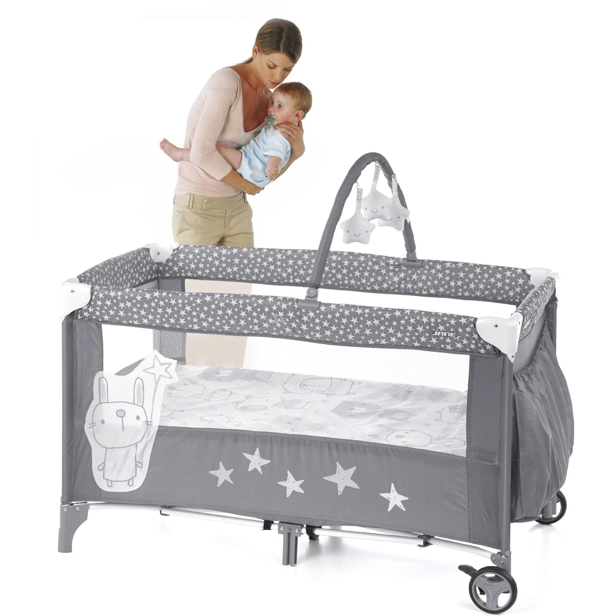 Jane Duo Level Travel Cot and Toy Bar