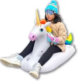 Jet Creations Inflatable Rainbow Unicorn Winter Snow Sled Tube, 49” | 1 Rider Kids and Adults | Outdoor Sport Activity Toys for Boys Girls Family