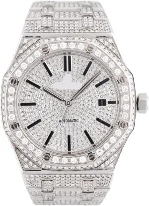Jewelery Luxury Iced Out Moissanite Watch for Men Fully Diamond Paved Automatic Timepiece with Date Display Hip Hop Bling Wrist Watch