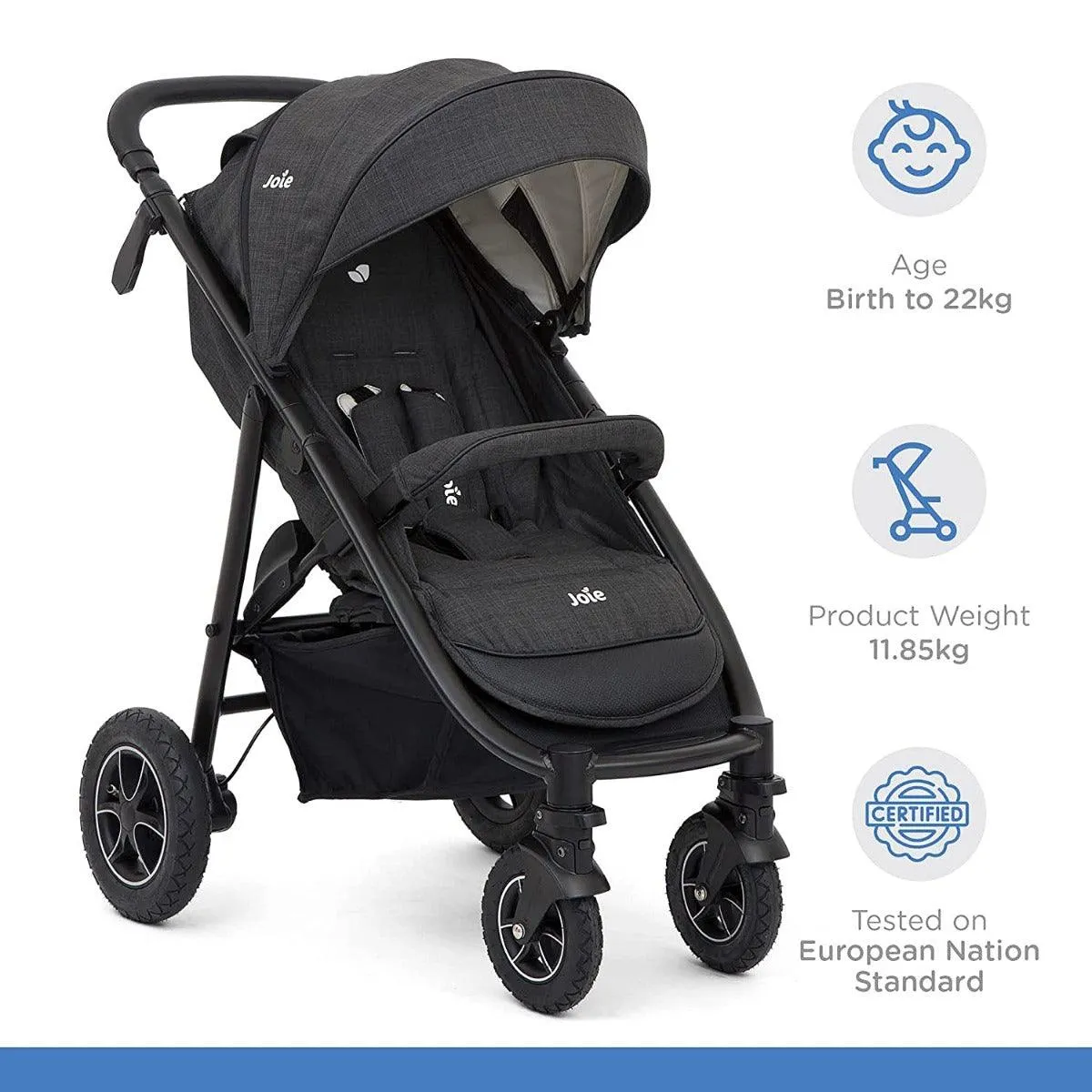 Joie Mytrax Flex Pavement Baby Pram - Baby Stroller for Ages 0-4 Years