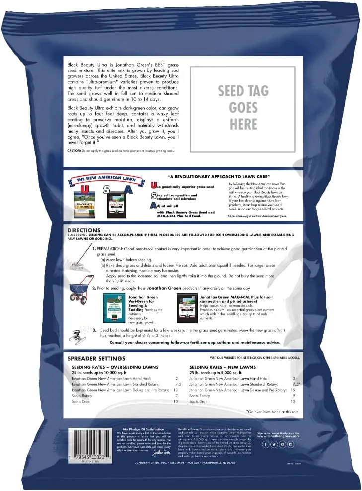 Jonathan Green (10323) Black Beauty Ultra Grass Seed - Cool Season Lawn Seed (25 lb)