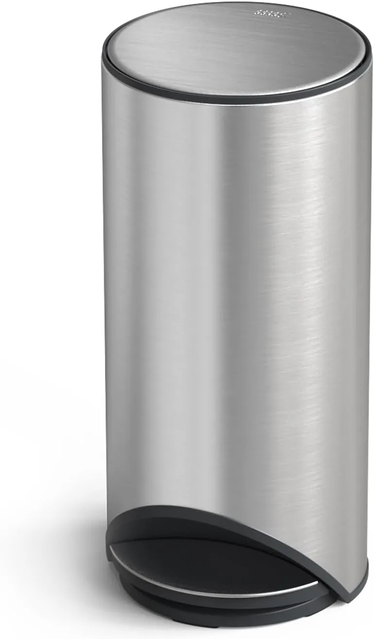 Joseph Joseph Arc 30L/7.9 Slimline Pedal Bin with Easy Push Pedal, Liner Pocket, Odor Seal, Soft-Close Lid, Fingerprint-Proof, Removable Inner Bucket, Stainless Steel
