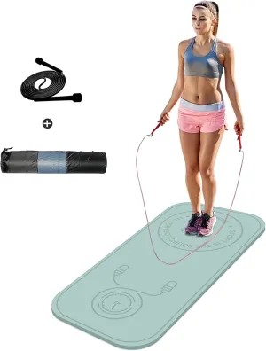 Jump Rope Mat - Noise Free, 8mm Thick, Non Slip Exercise Mat with Rope Skipping, Suitable for Family Gym and Outdoor Use