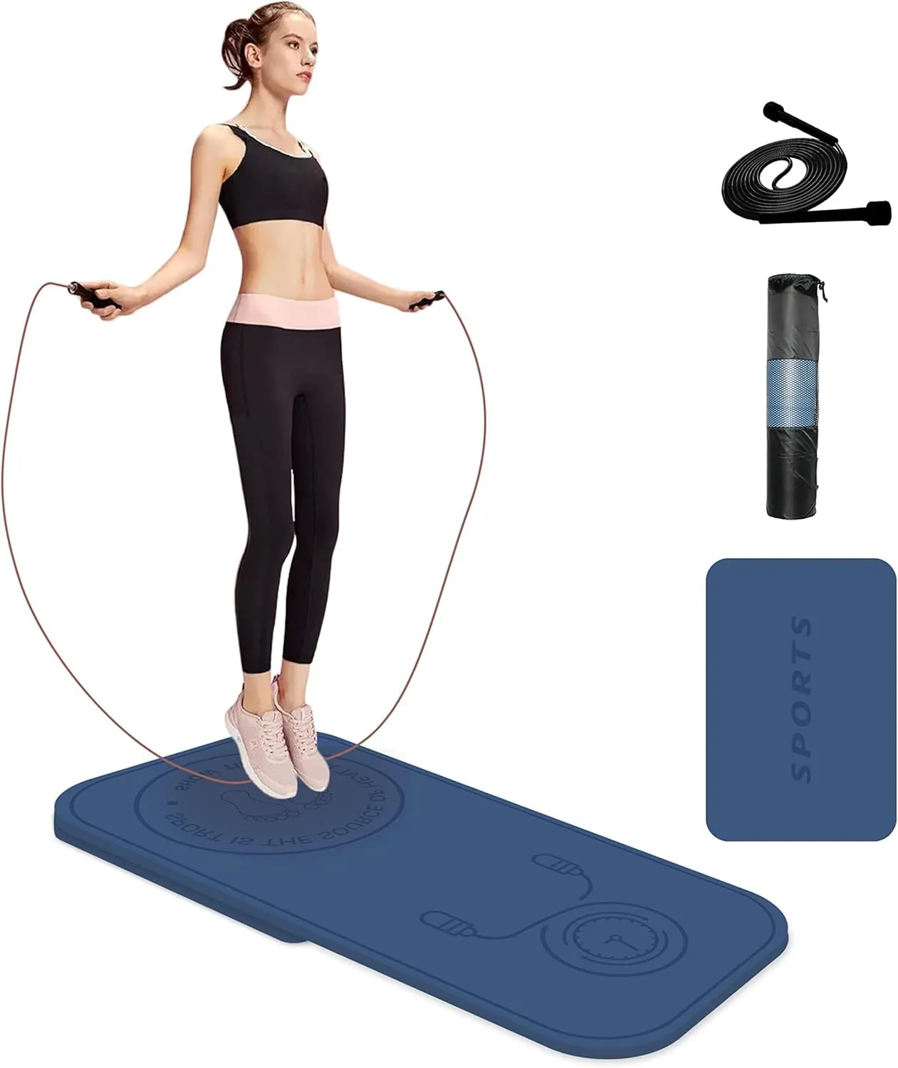 Jump Rope Shockproof Exercise Mat - All-Purpose Extra Thick High Density Anti-Tear Yoga Mat, Non Slip for Indoor and Outdoor Skipping