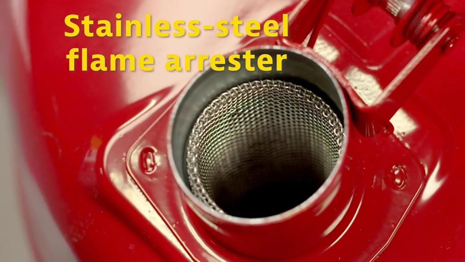 Justrite 5 Gallon Type I Red Safety Gas Can for Gasoline with Flame Arrester and Self-Closing Lid, Made in the USA, Galvanized Steel Flammable Storage Can, 7150100