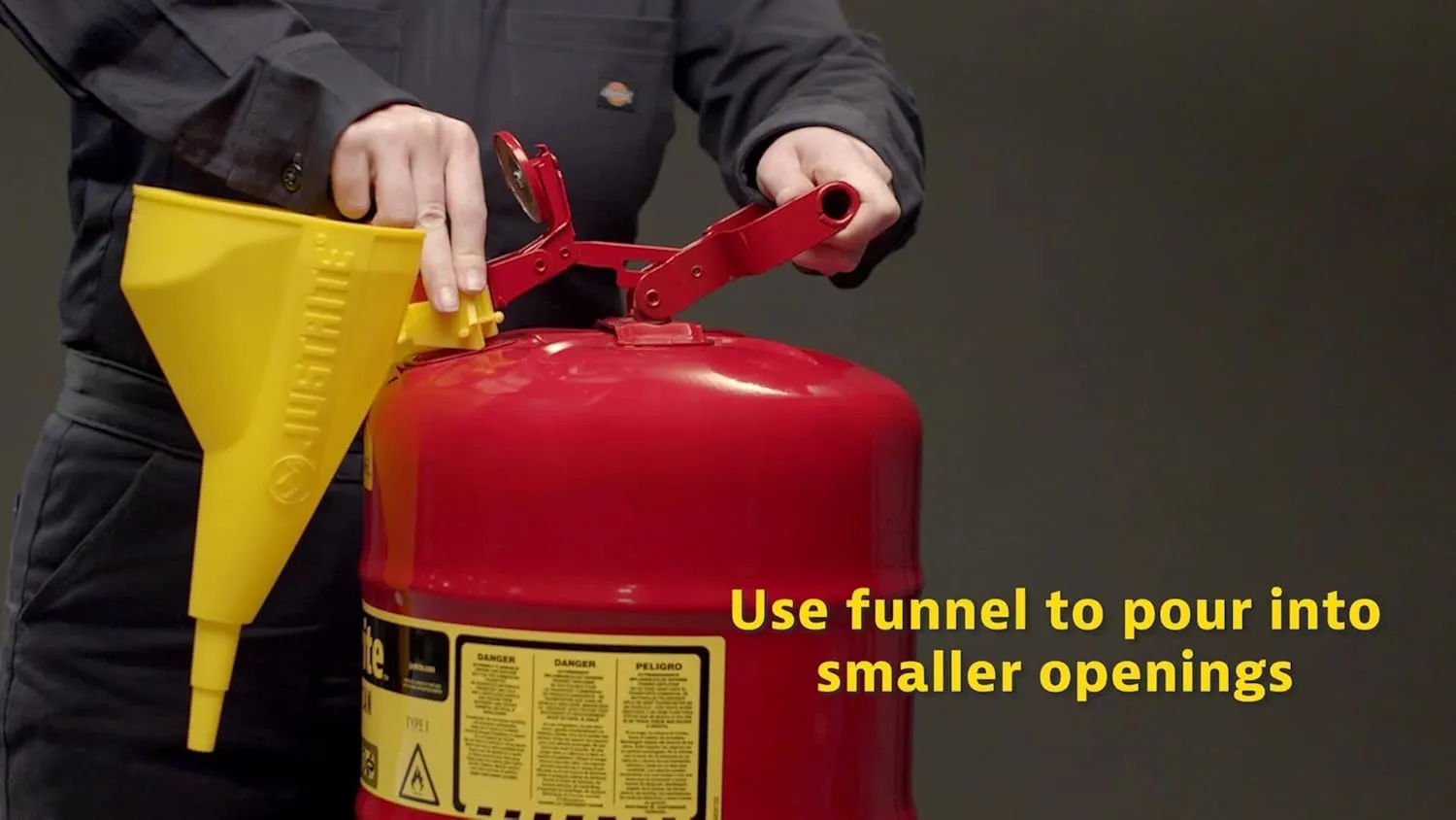 Justrite 5 Gallon Type I Red Safety Gas Can for Gasoline with Flame Arrester, Self-Closing Lid, and Funnel, Made in the USA, Galvanized Steel Flammable Storage Can, 7150110
