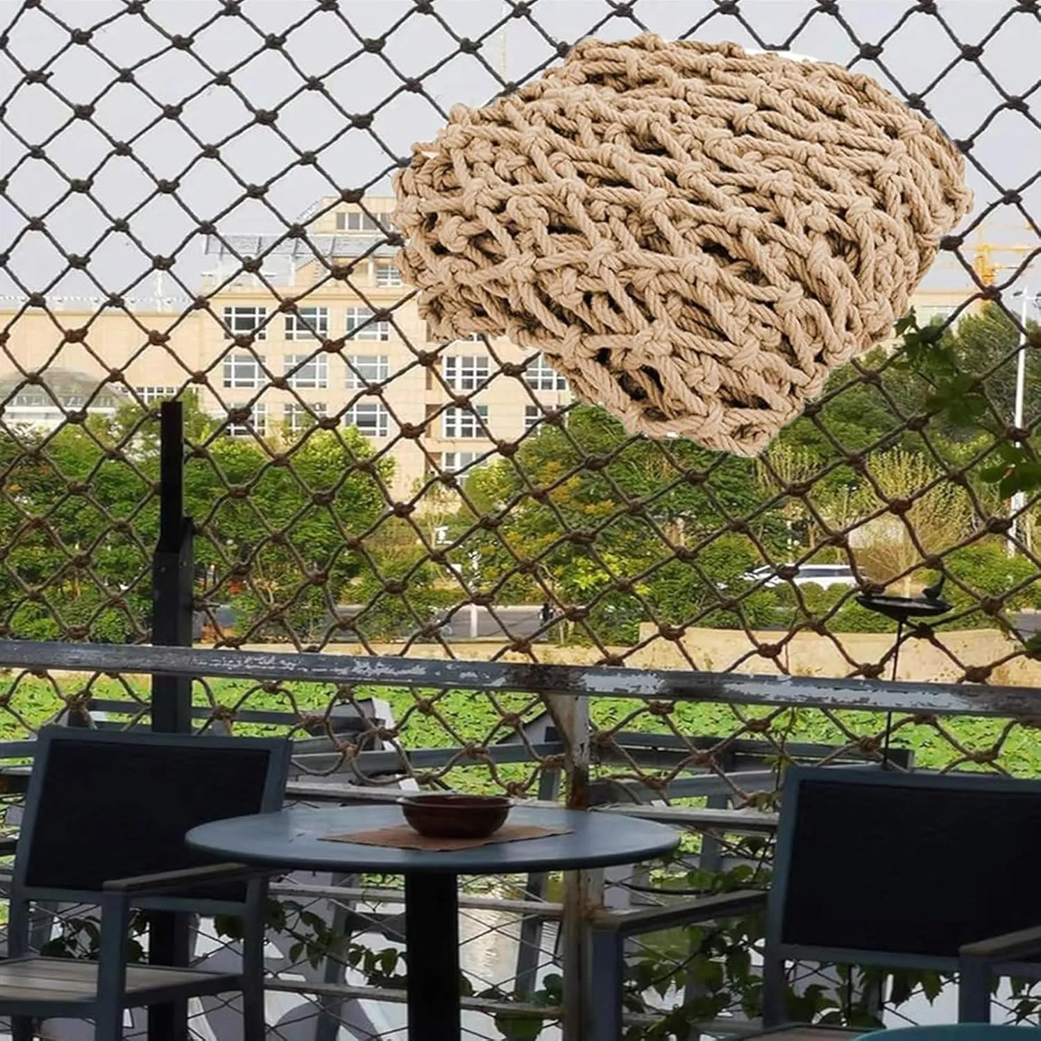Jute Hemp Rope Net Climbing Safety Rope Netting, (3.3x6.6ft) Loft Balcony Stairs Fence Garden Playground Protection Net Indoor & Outdoor Decor Rope Nets, Climbing Cargo Nets (10mm-15cm)