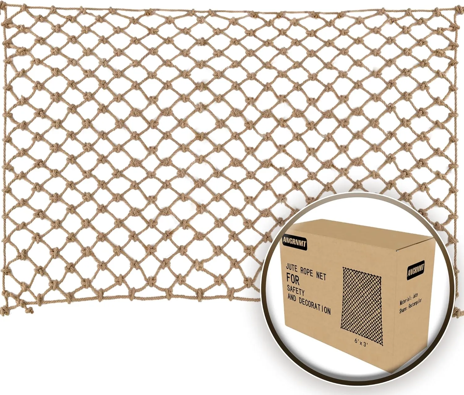 Jute Hemp Rope Nets for Safety and Decoration: Indoor & Outdoor Use, Kids' Climbing, and Versatile Protection (4ft x 8ft)