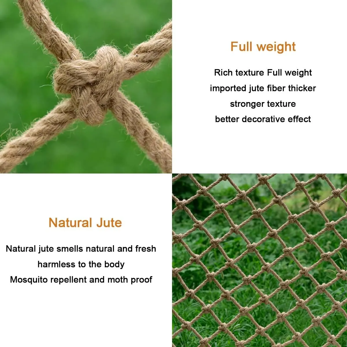 Jute Rope Netting for Indoor and Outdoor Decoration,Garden Plant Trellis Netting for Climbing Plants Outdoor Grow(6Mx6M)