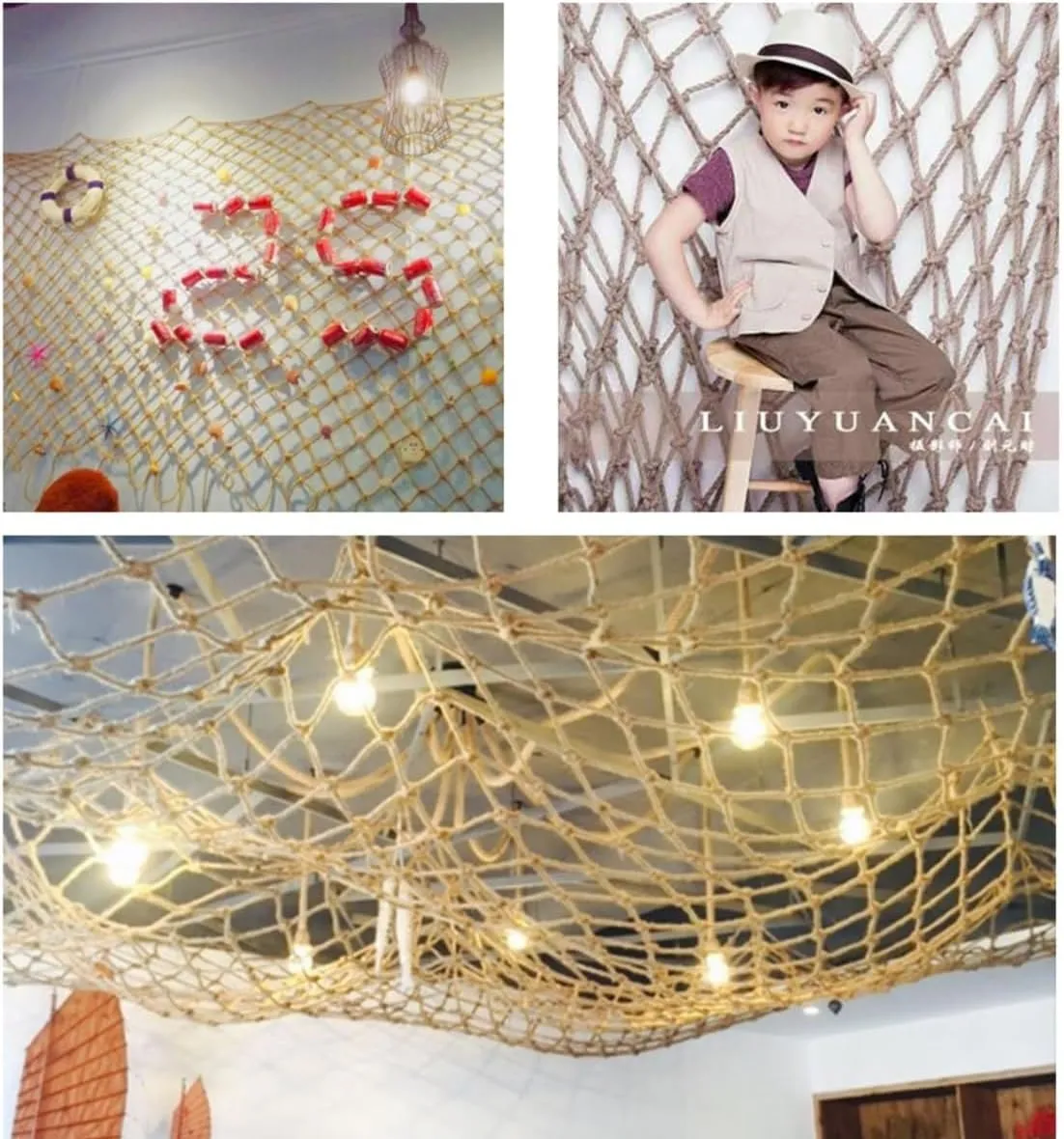 Jute Rope Netting for Indoor and Outdoor Decoration,Garden Plant Trellis Netting for Climbing Plants Outdoor Grow(6Mx6M)